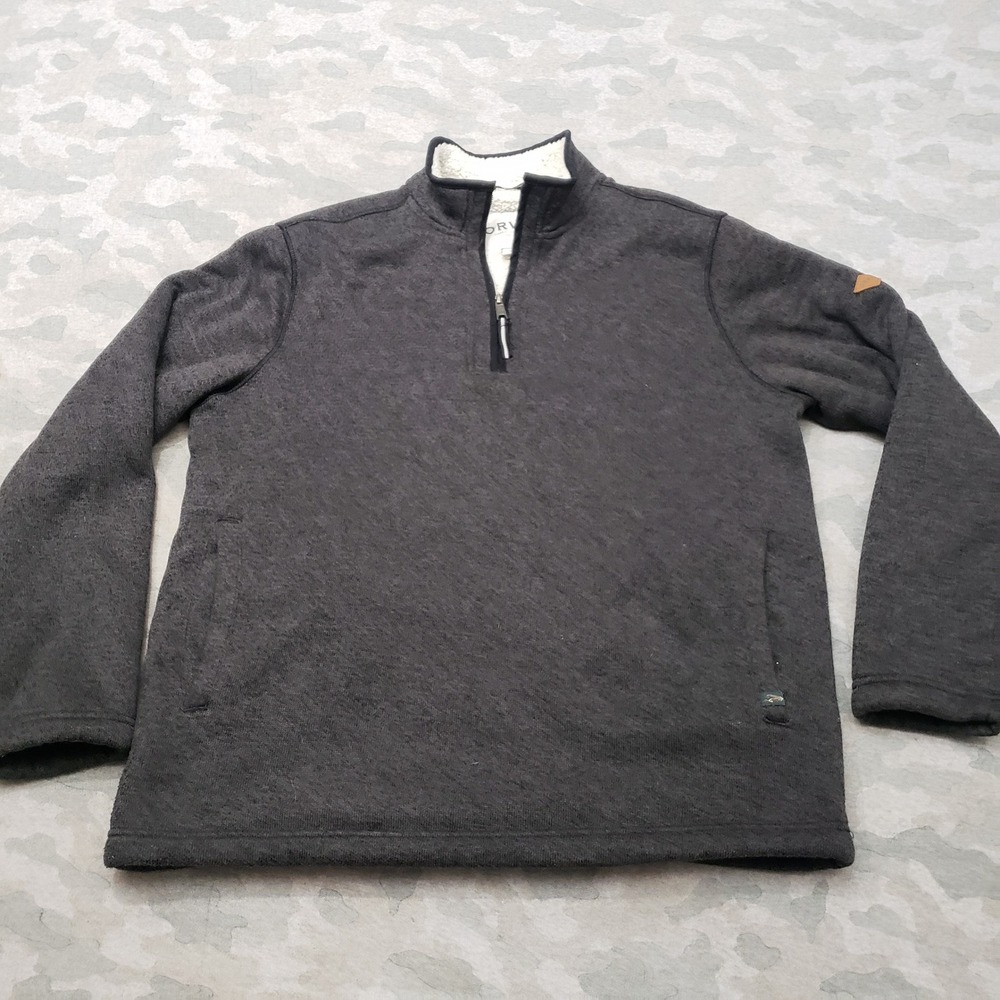 Orvis Sweater Mens Large Gray Quarter Zip Pullover Fleece Outdoor Workwear